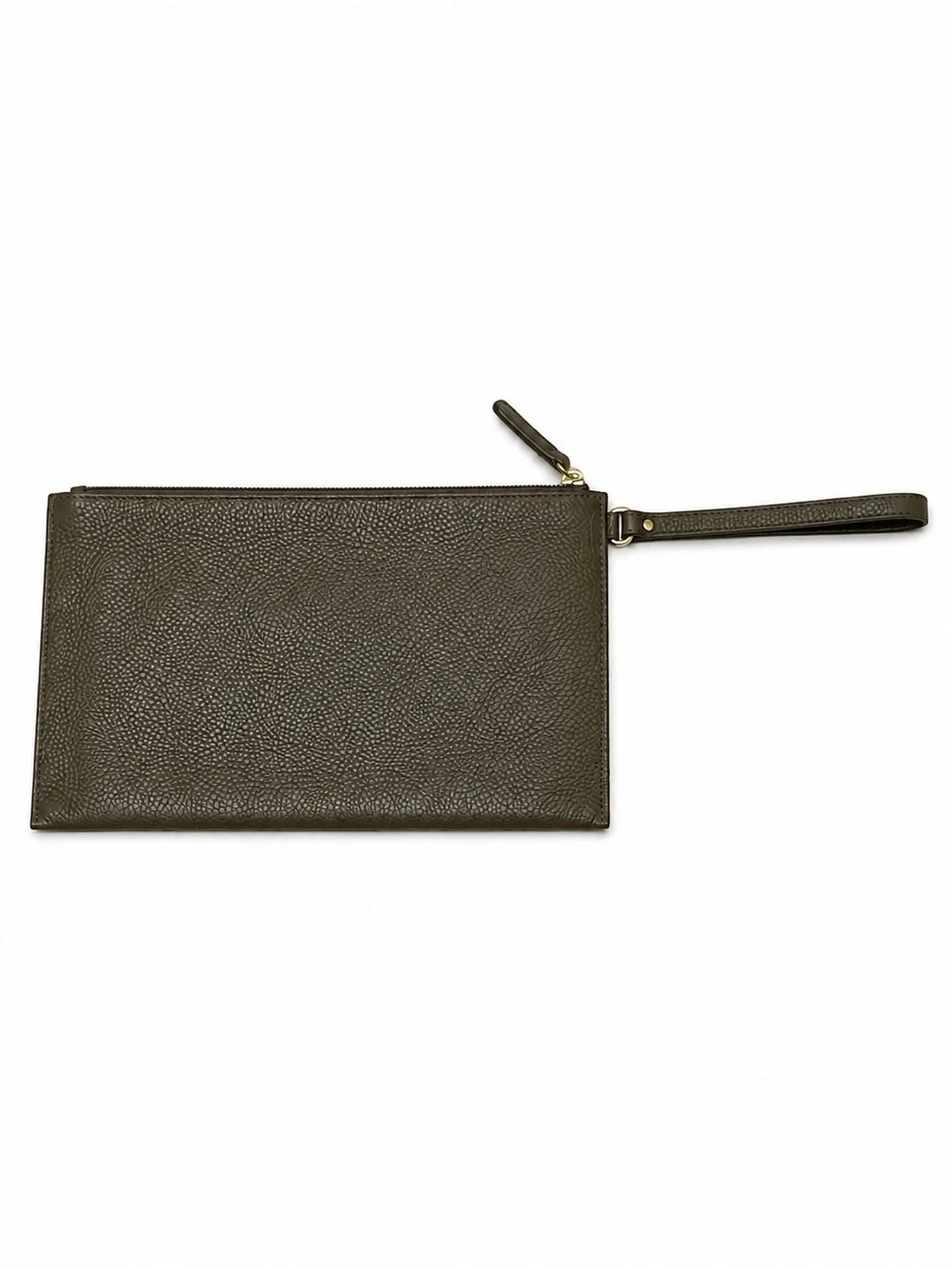 Michael Kors Fulton Large Leather Clutch Wristlet Olive Green Gold Logo
